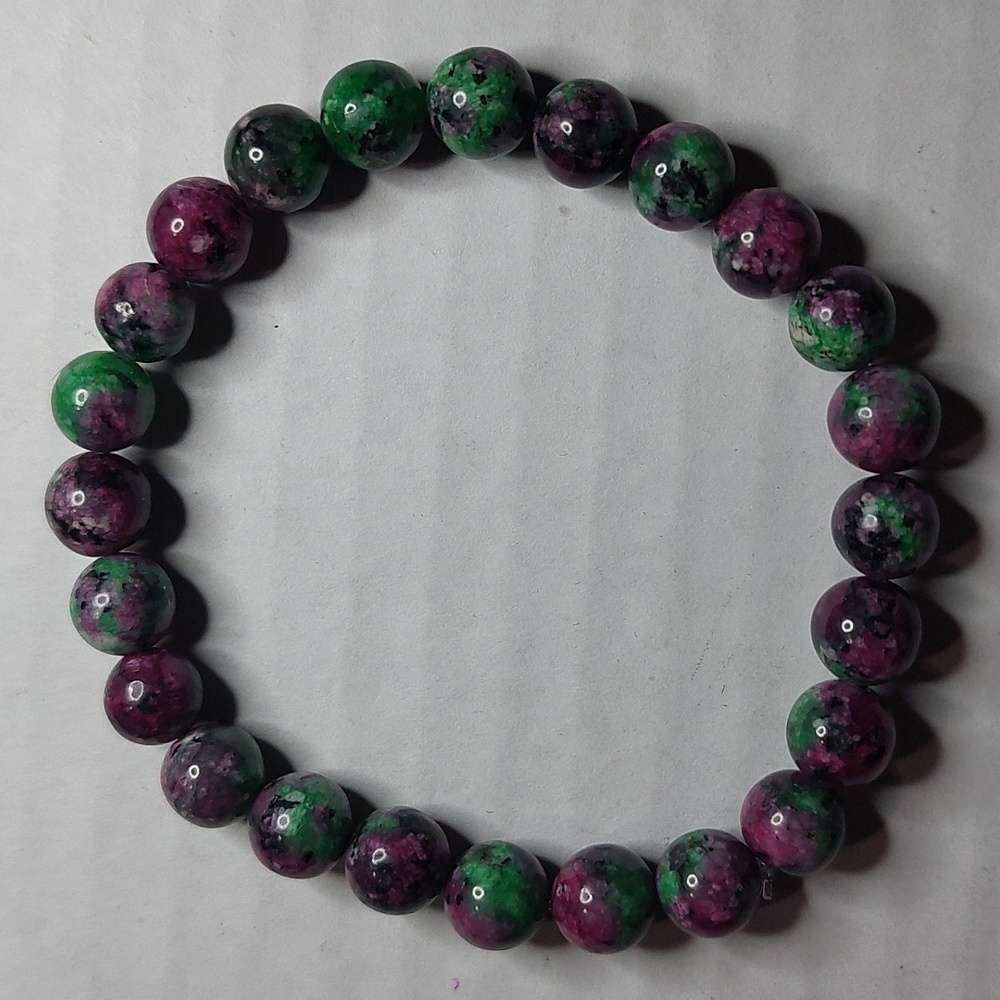Ruby Zoisite stone 8mm round bead bracelet #4